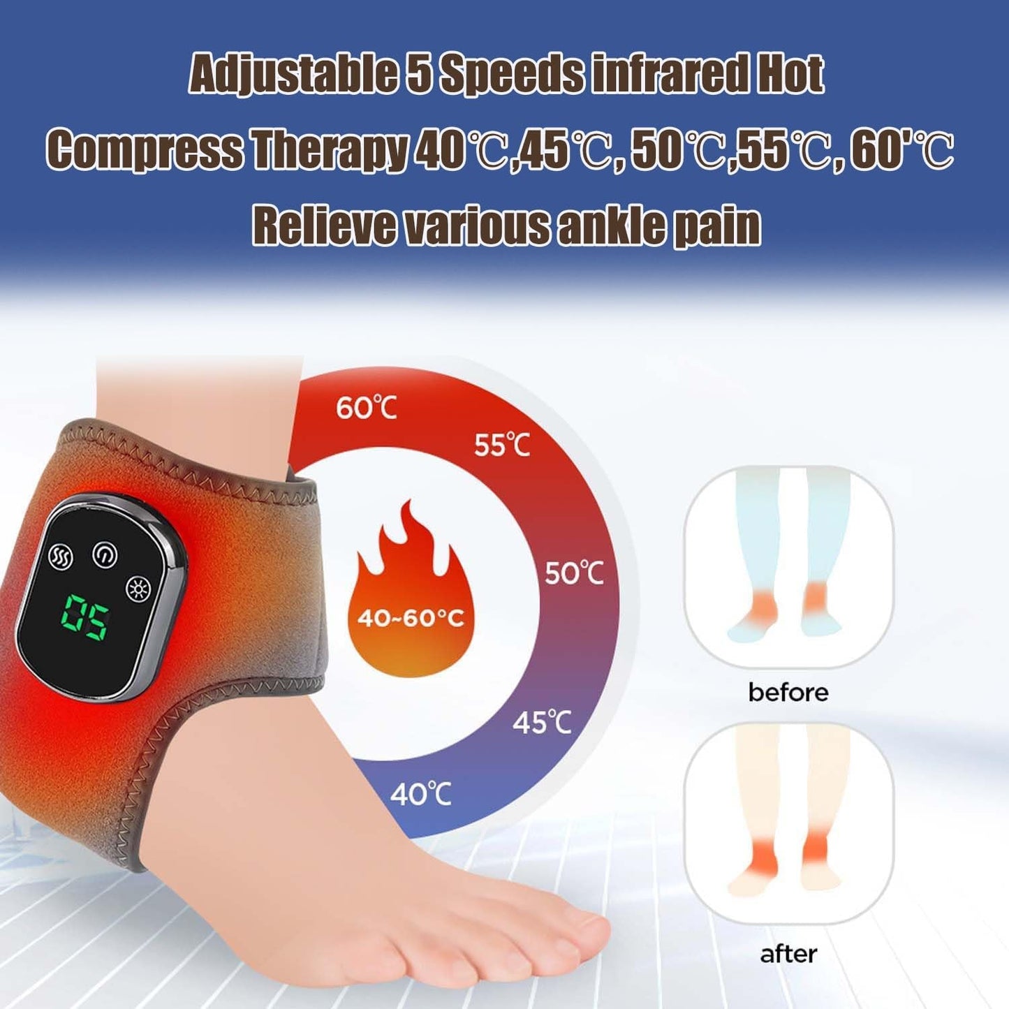 Foot Massager, Portable Naxir Foots Revive Massager, Wireless Feet Renew Triple Therapy Massager, 3-Speed Vibration & 5-Temperature Settings for Home Office Travel, Comfort Relaxation(1Pc)