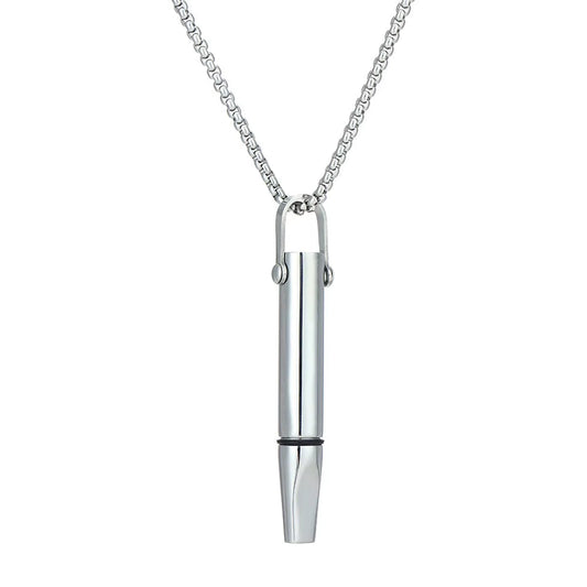 Titanium Steel Breathing Resistance Whistle Necklace Built-In Cotton Core round Tube Meditation Mindfulness Pendants Ornament
