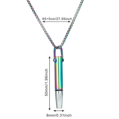 Titanium Steel Breathing Resistance Whistle Necklace Built-In Cotton Core round Tube Meditation Mindfulness Pendants Ornament