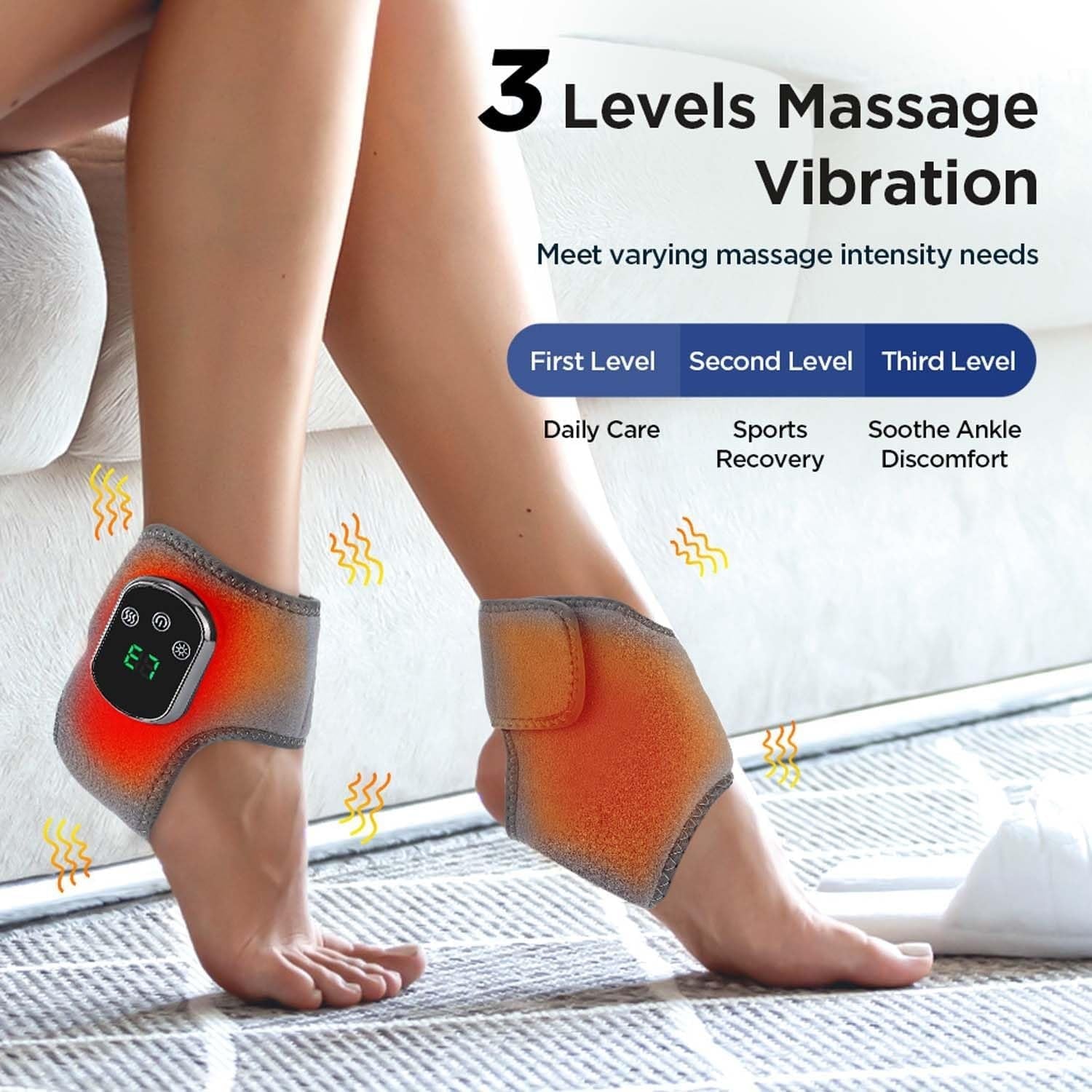 Foot Massager, Portable Naxir Foots Revive Massager, Wireless Feet Renew Triple Therapy Massager, 3-Speed Vibration & 5-Temperature Settings for Home Office Travel, Comfort Relaxation(1Pc)
