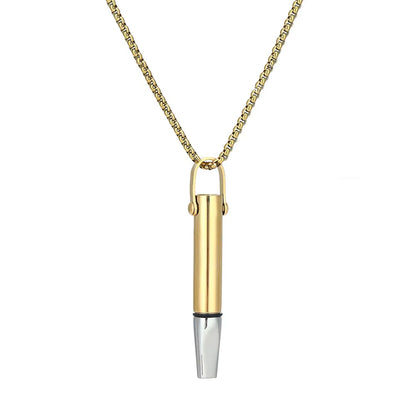 Titanium Steel Breathing Resistance Whistle Necklace Built-In Cotton Core round Tube Meditation Mindfulness Pendants Ornament