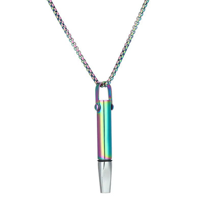 Titanium Steel Breathing Resistance Whistle Necklace Built-In Cotton Core round Tube Meditation Mindfulness Pendants Ornament